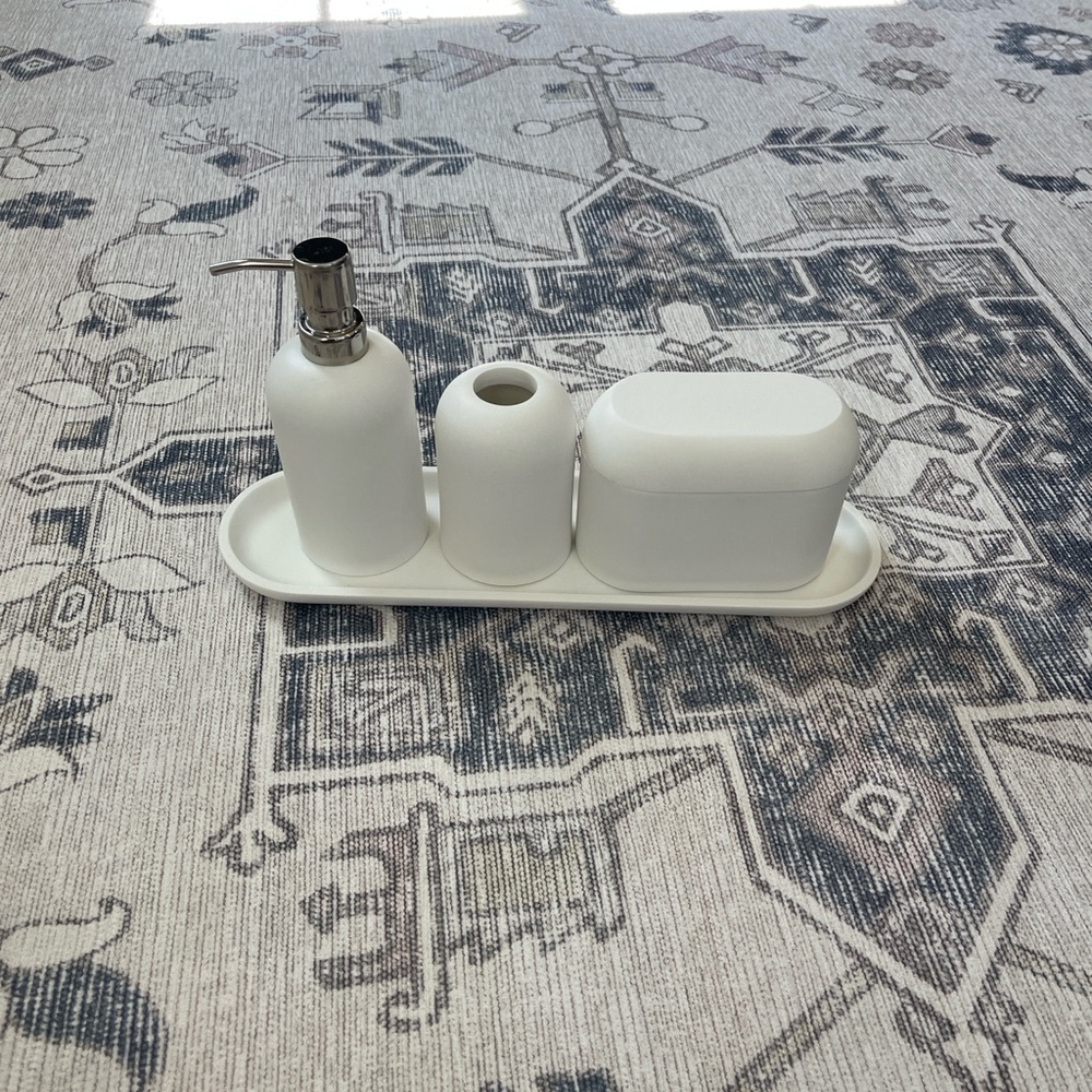 West Elm Elegant White Bathroom Accessory Set